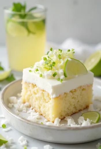 Lime-Kokos-Torte dekoriert