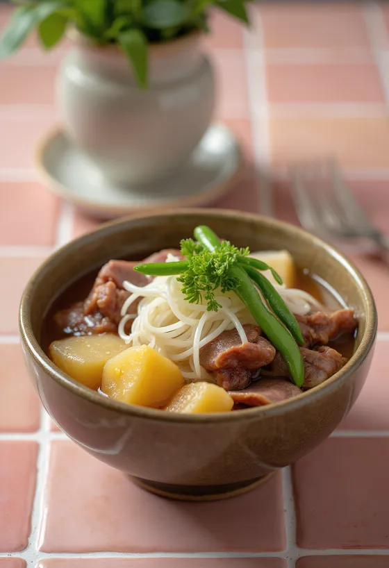 Niku Jaga mit Shirataki-Nudeln, Rindfleisch und Gemüse