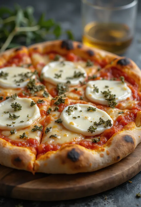 Pizza ai Formaggi di Capra mit Ziegenkäse und Mozzarella