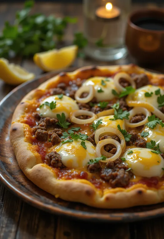 Servierte Pizza Egiziana