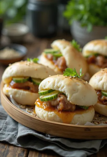 Pork belly buns angerichtet