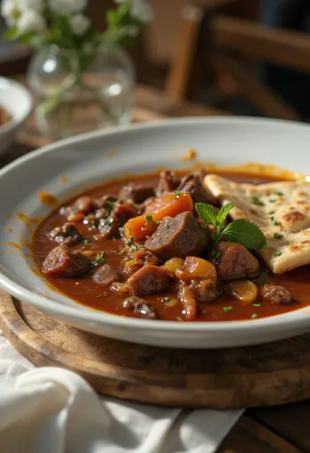 Aiwaj irakisches Rindfleisch mit Tomaten serviert