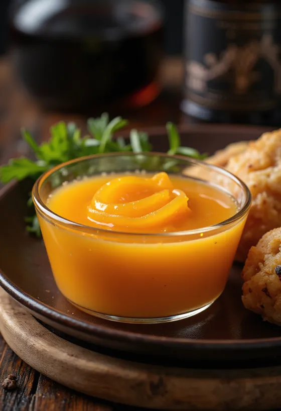 Ingwer-Orangen-Sauce serviert