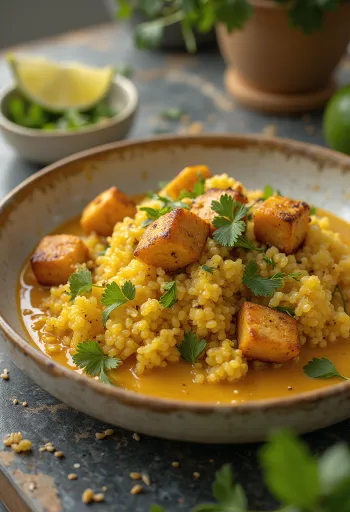 Limetten-Curry-Quinoa mit Tofu