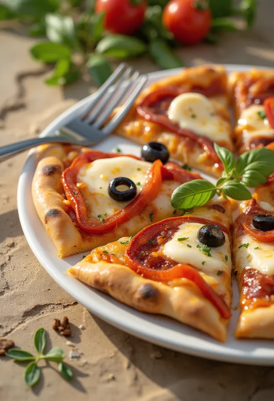 Pizza Española mit Chorizo, roter Paprika und Oliven