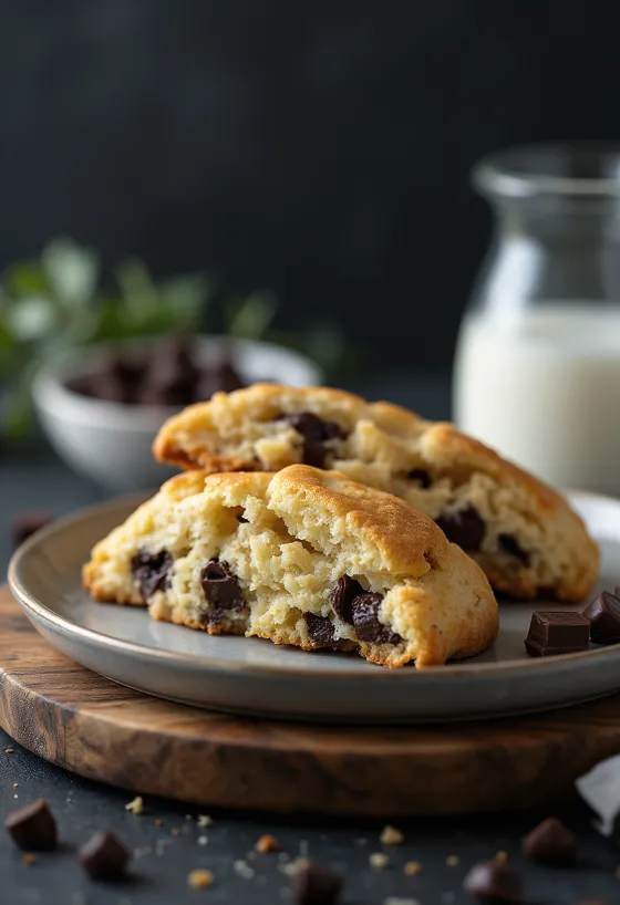 Schoko-Scones, mit frischem Tee serviert, weich und goldbraun