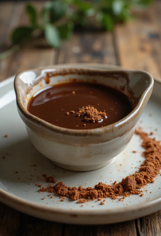 Servierte süße Schoko-Chili-Sauce